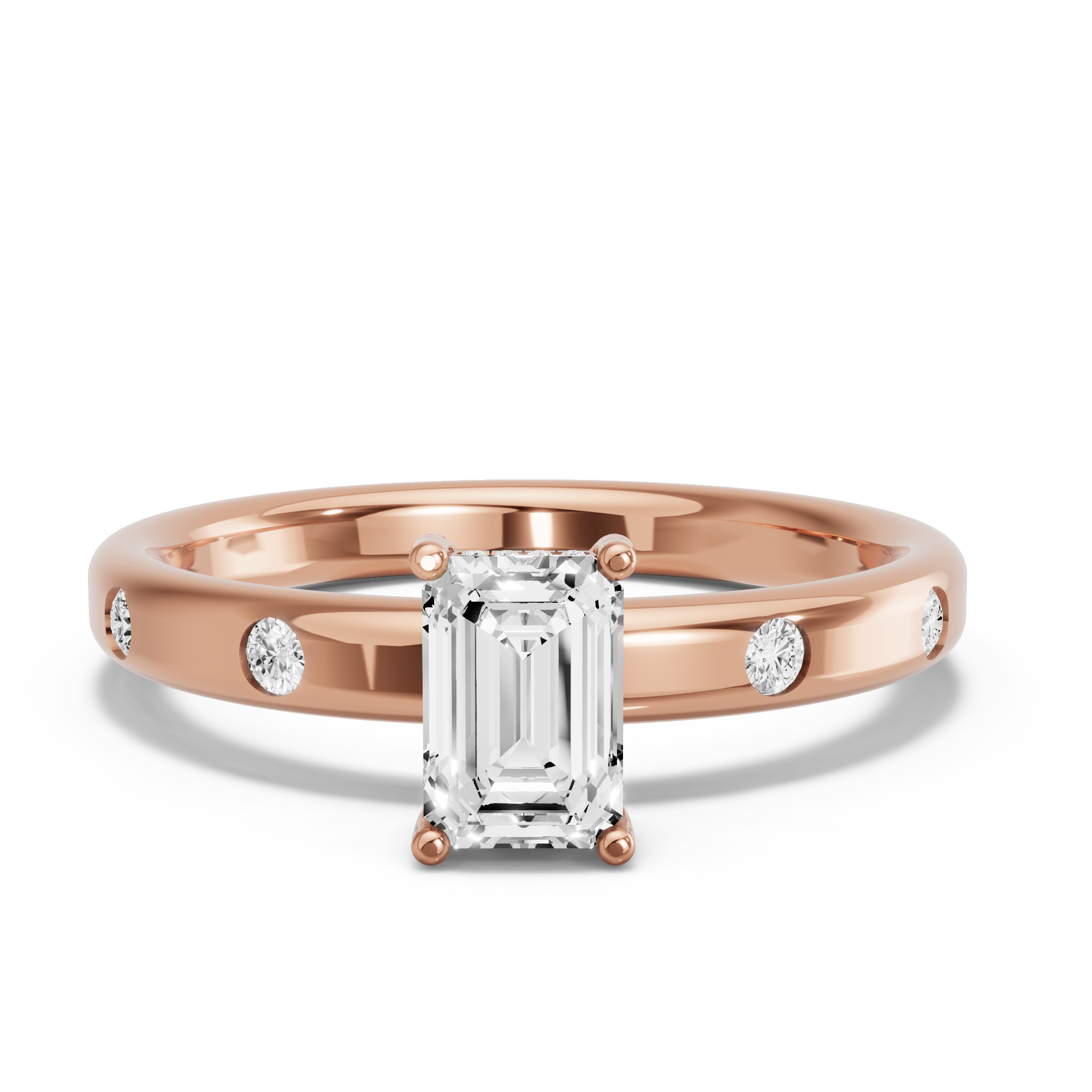 Image for Radiant Pave Basket Ring with Sleek Accent band