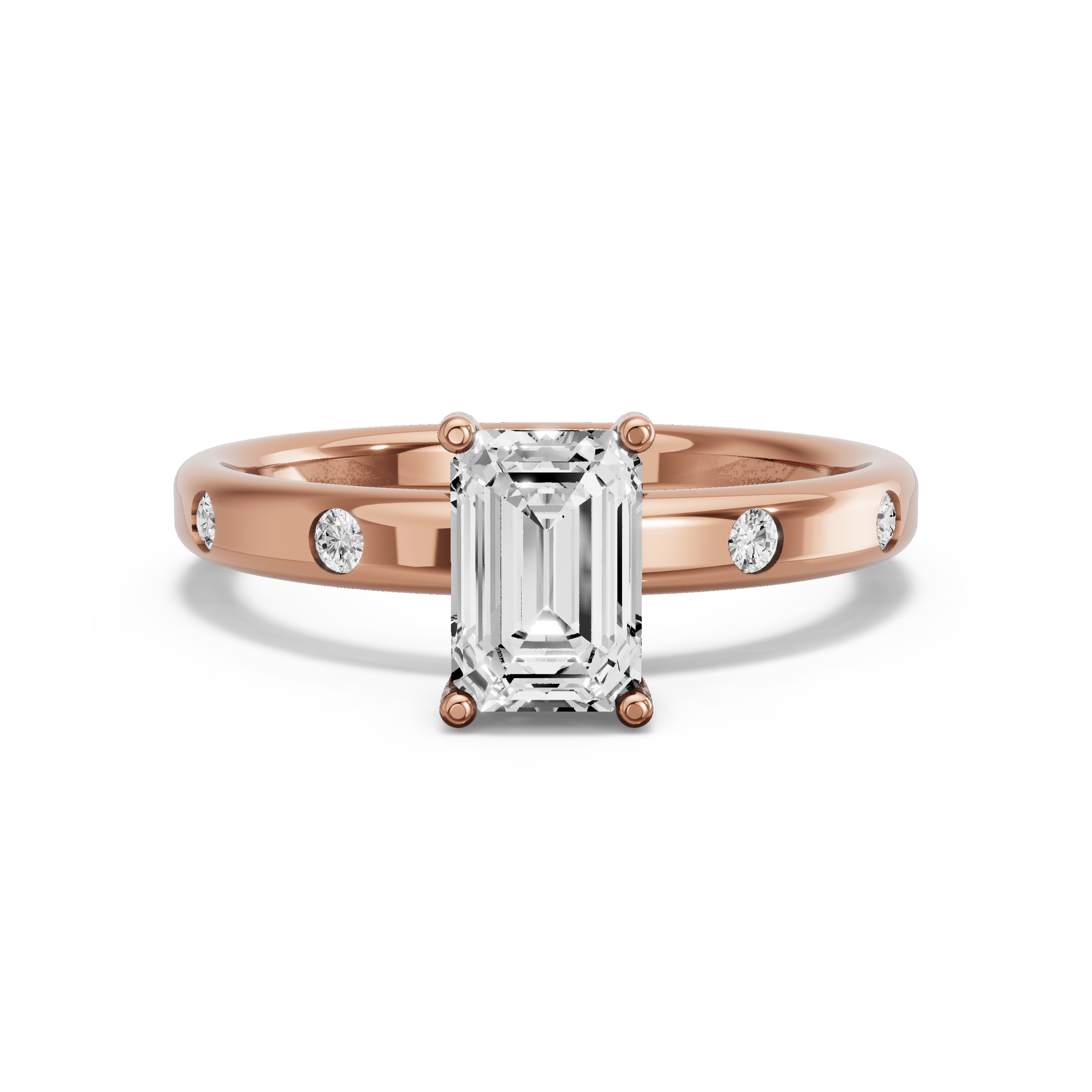 Image for Radiant Pave Basket Ring with Sleek Accent band in 10K Yellow Gold