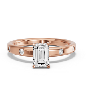 Image for Radiant Pave Basket Ring with Sleek Accent band