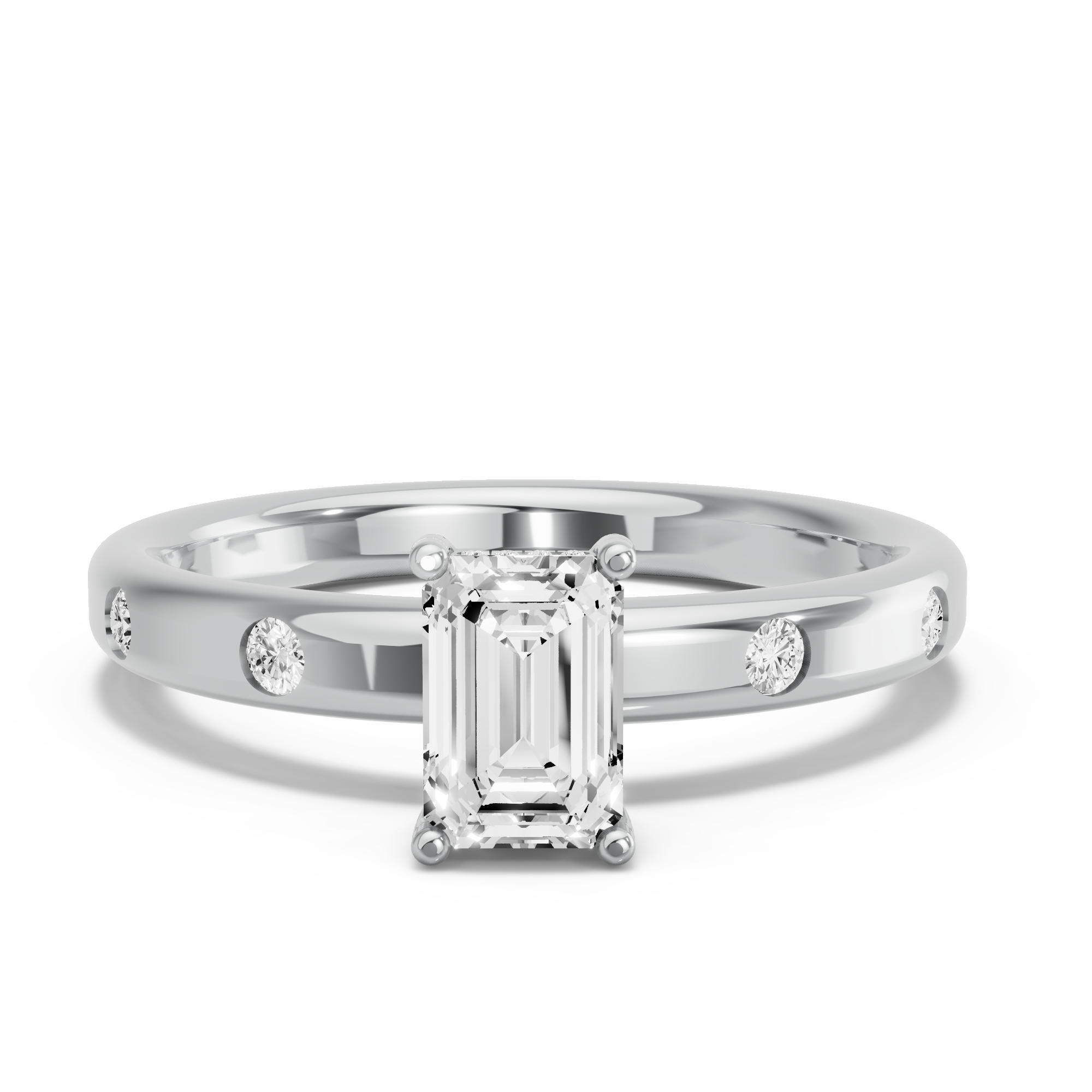 Image for Radiant Pave Basket Ring with Sleek Accent band