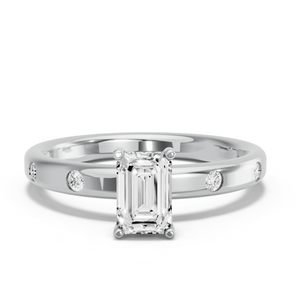 Image for Radiant Pave Basket Ring with Sleek Accent band