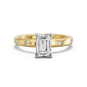 Image for Radiant Pave Basket Ring with Sleek Accent band