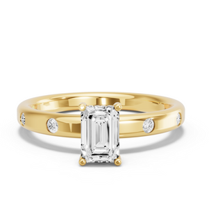 Image for Radiant Pave Basket Ring with Sleek Accent band