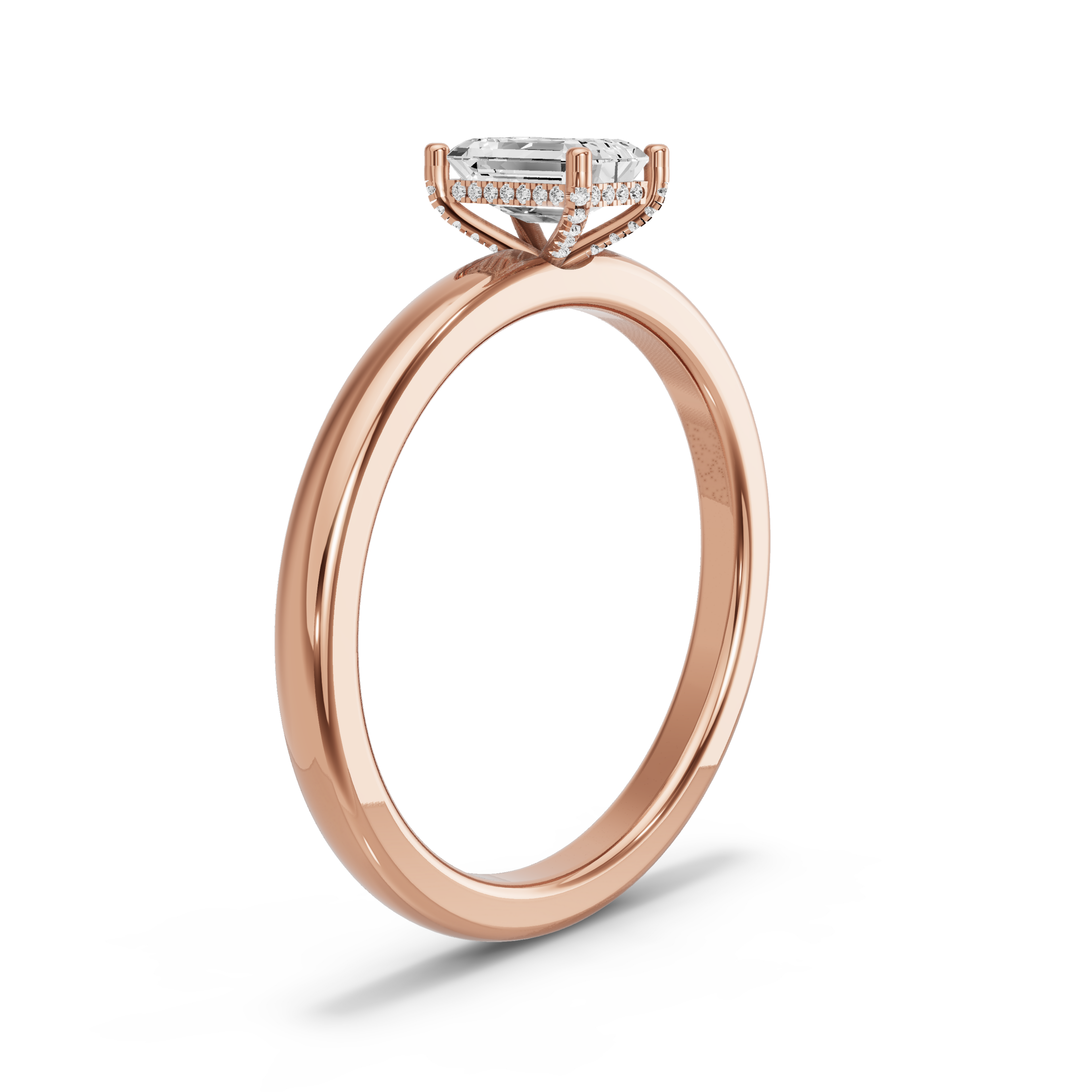 Image for Radiant Pave Basket Ring with Solitaire band in 14K Yellow Gold