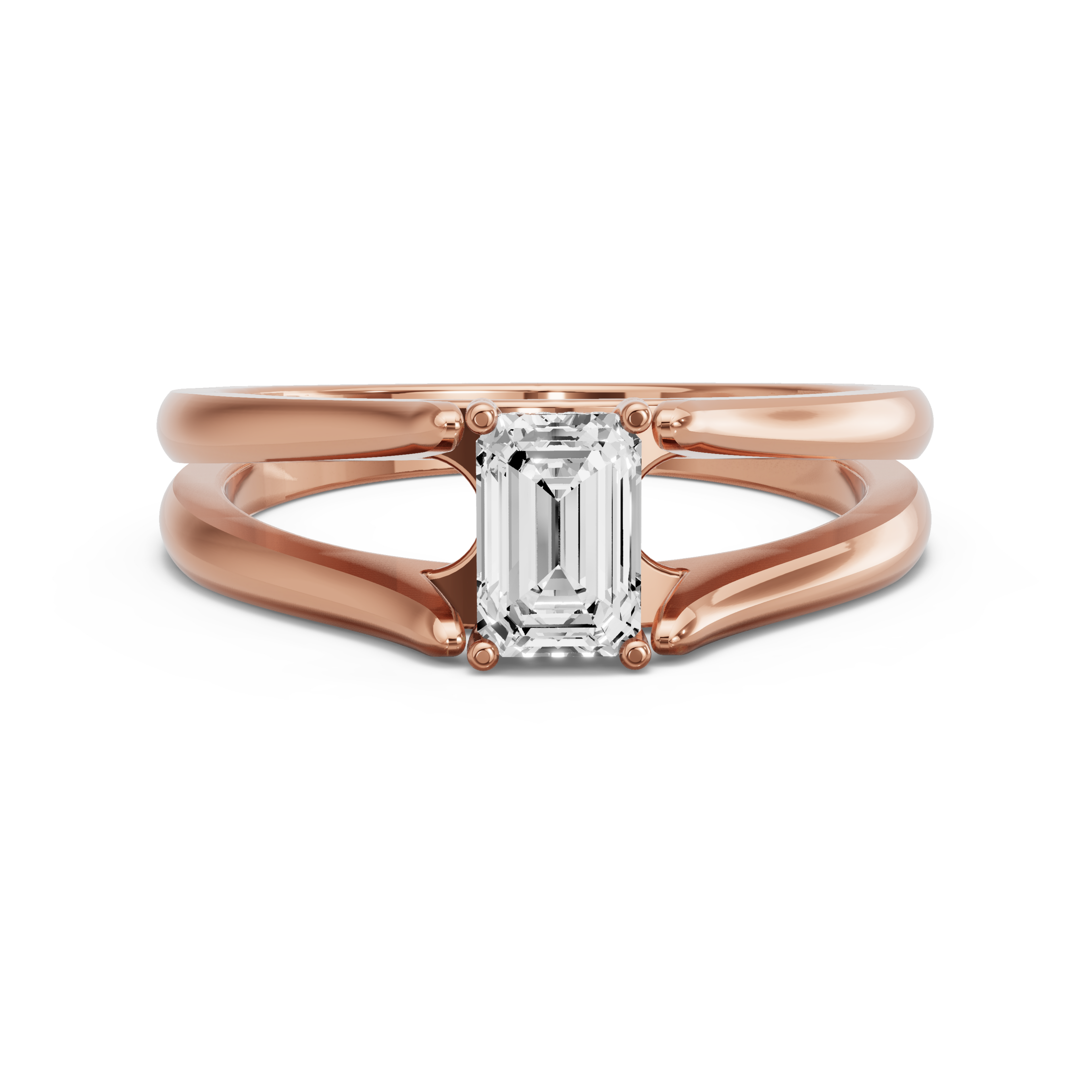 Image for Radiant Pave Basket Ring with Split Ring Solitaire band in 18K Yellow Gold