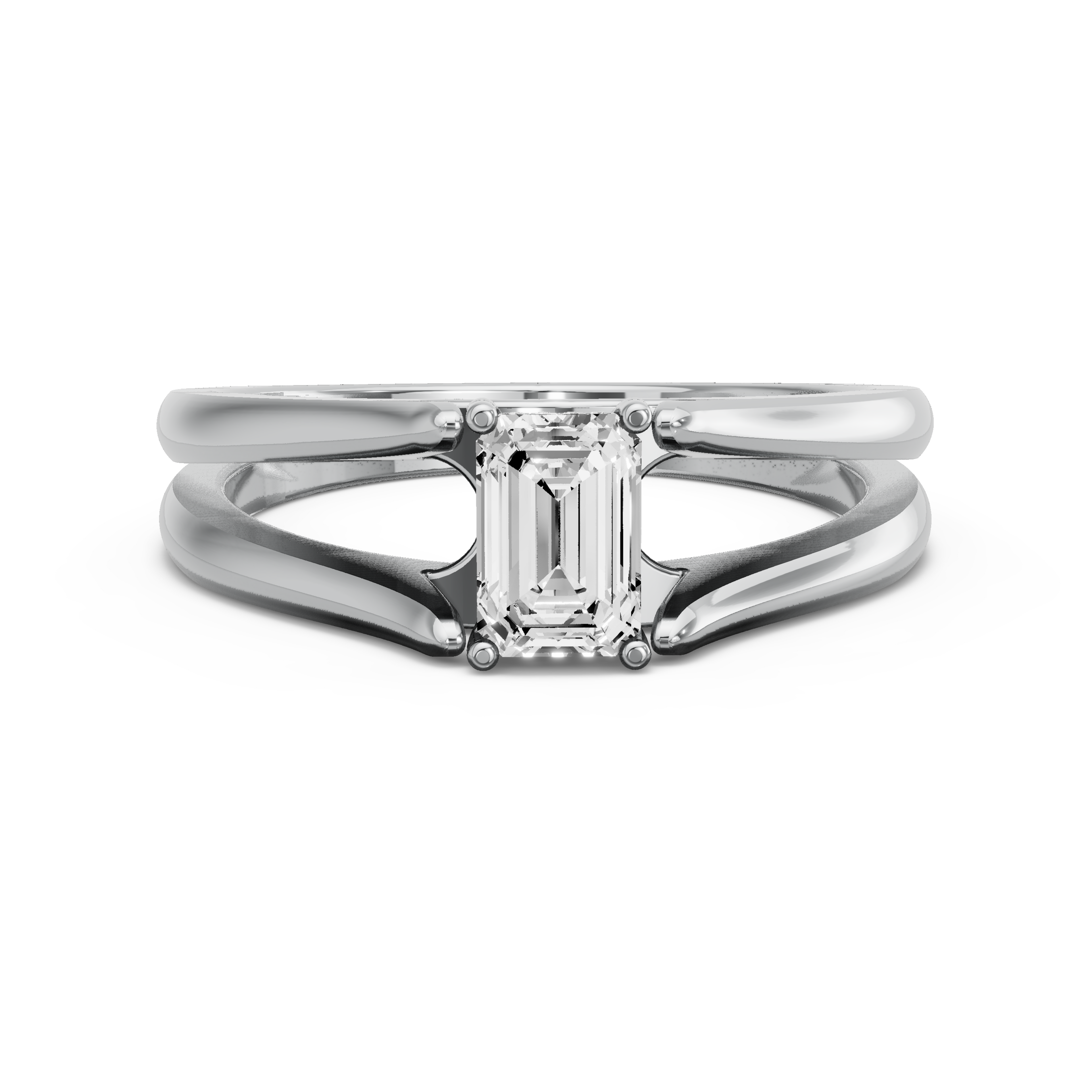 Image for Radiant Pave Basket Ring with Split Ring Solitaire band in 14K Two Tone Rose Gold
