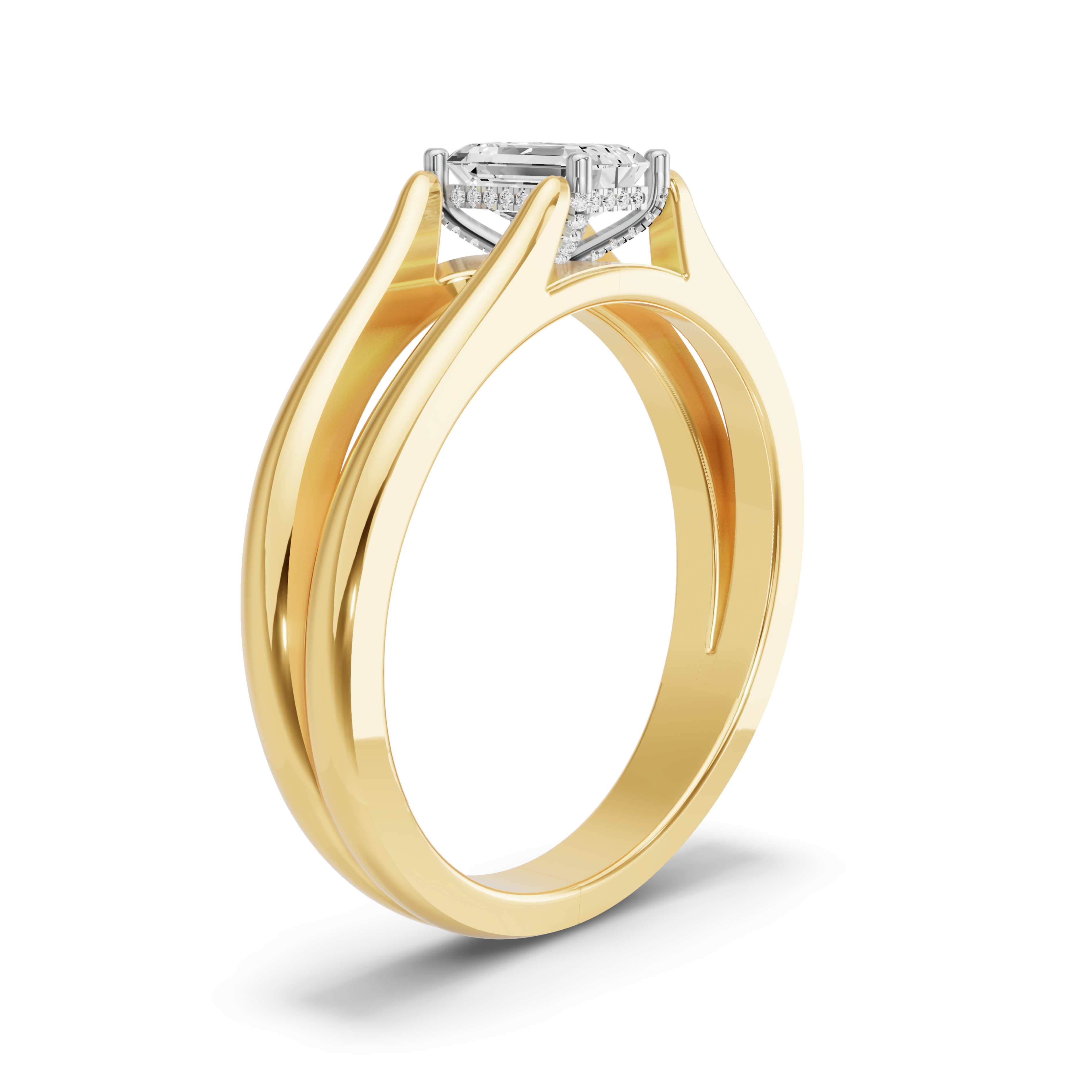 Image for Radiant Pave Basket Ring with Split Ring Solitaire band