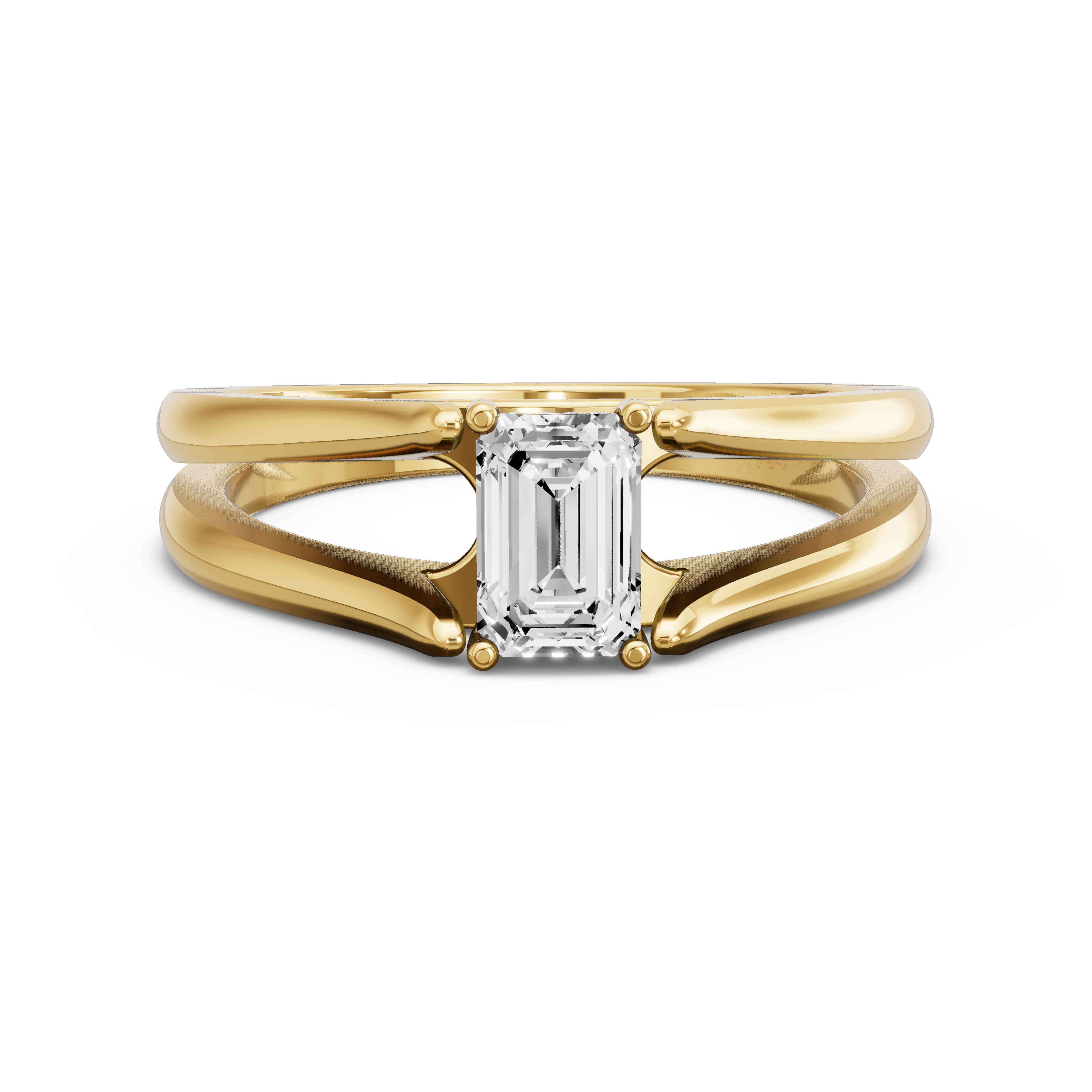 Image for Radiant Pave Basket Ring with Split Ring Solitaire band in 18K White Gold