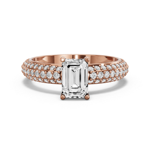 Image for Radiant Pave Basket Ring with Triple Row Pave band in 18K Yellow Gold