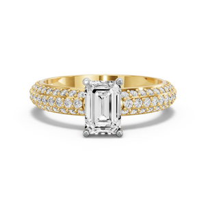 Image for Radiant Pave Basket Ring with Triple Row Pave band