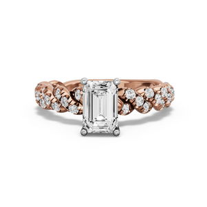 Image for Radiant Pave Basket Ring with Twist Pave band