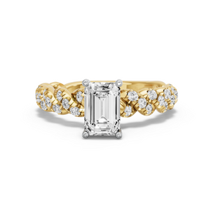 Image for Radiant Pave Basket Ring with Twist Pave band