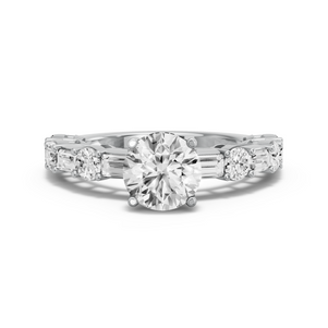 Image for Round Pave Basket Ring with Alternating Baguette band