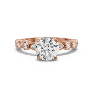 Image for Round Pave Basket Ring with Alternating Marquise band