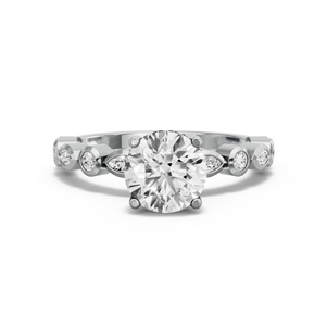 Image for Round Pave Basket Ring with Alternating Marquise band