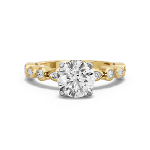 Image for Round Pave Basket Ring with Alternating Marquise band