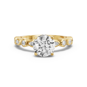 Image for Round Pave Basket Ring with Alternating Marquise band