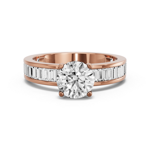 Image for Round Pave Basket Ring with Baguette Channel band
