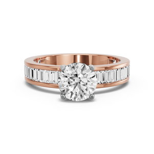 Image for Round Pave Basket Ring with Baguette Channel band