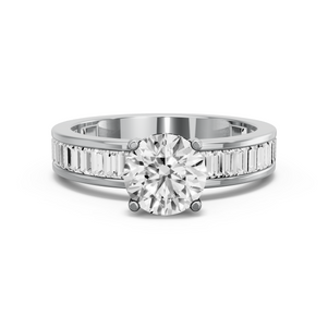 Image for Round Pave Basket Ring with Baguette Channel band