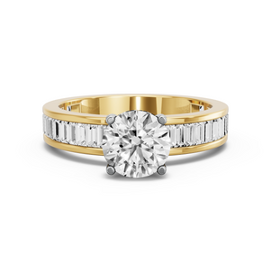 Image for Round Pave Basket Ring with Baguette Channel band