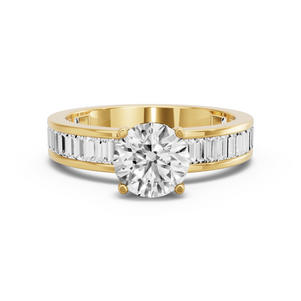 Image for Round Pave Basket Ring with Baguette Channel band