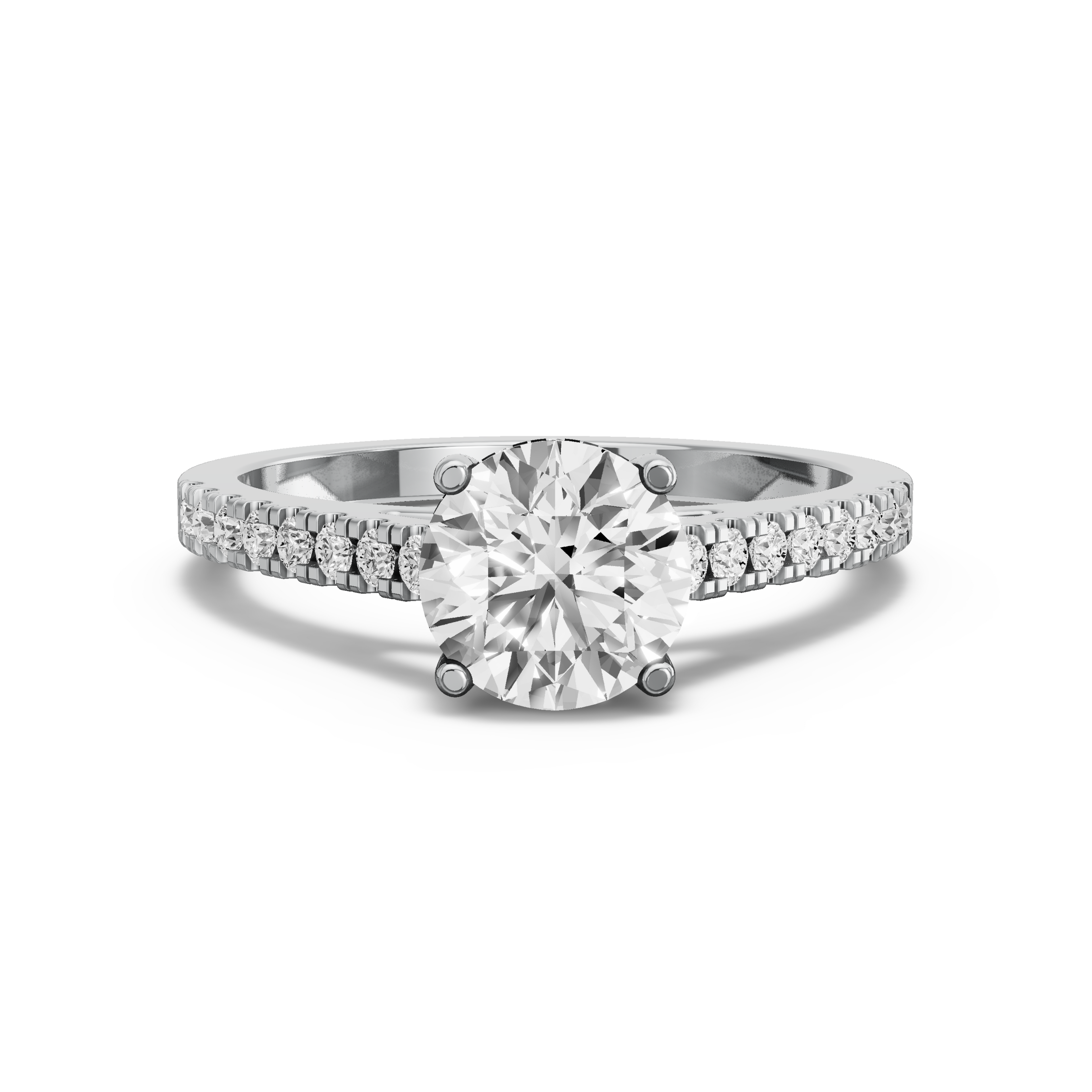 Image for Round Pave Basket Ring with Cathedral Pave band in 950 Platinum