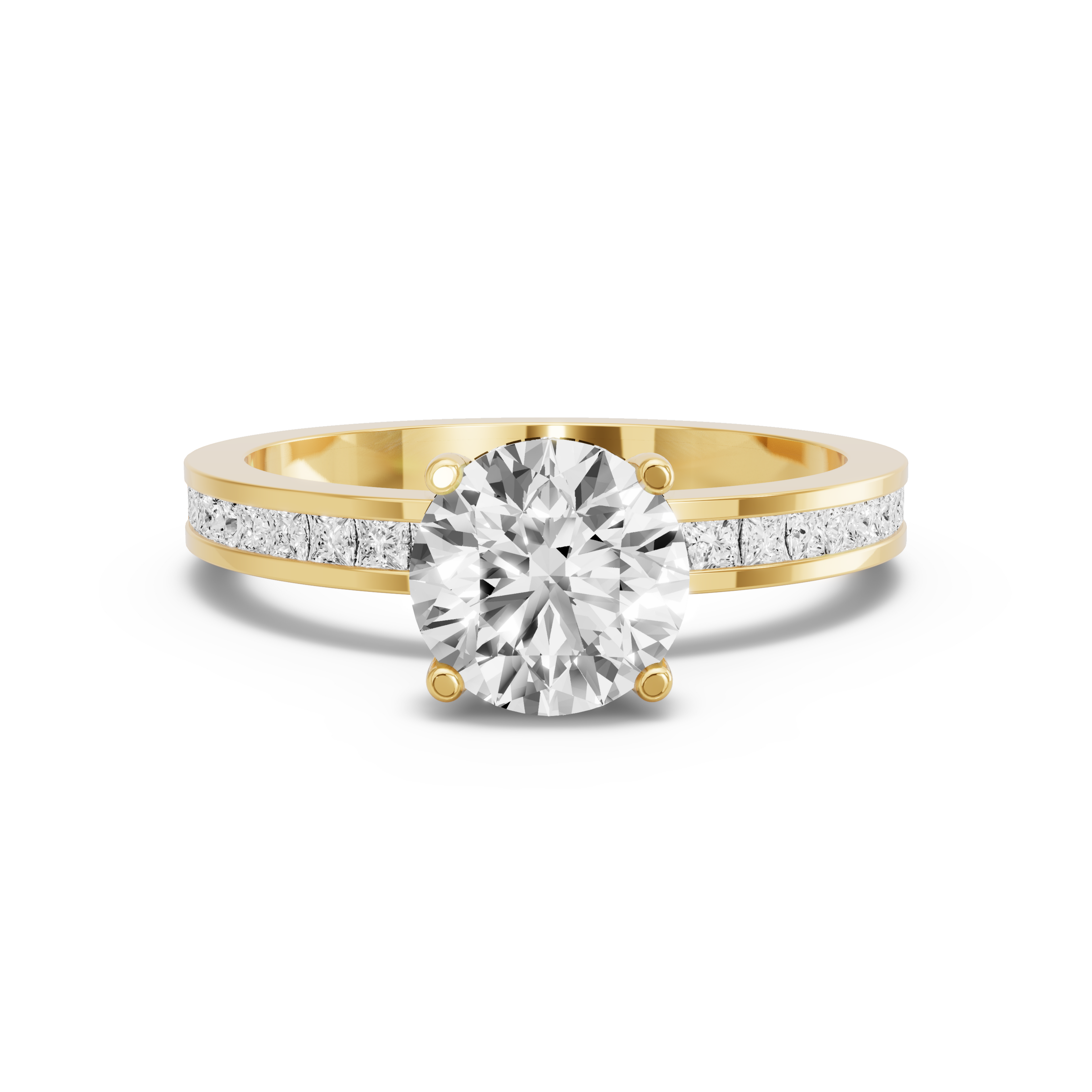 Image for Round Pave Basket Ring with Channel band in 10K Yellow Gold