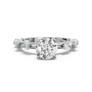 Image for Round Pave Basket Ring with Floating Station band