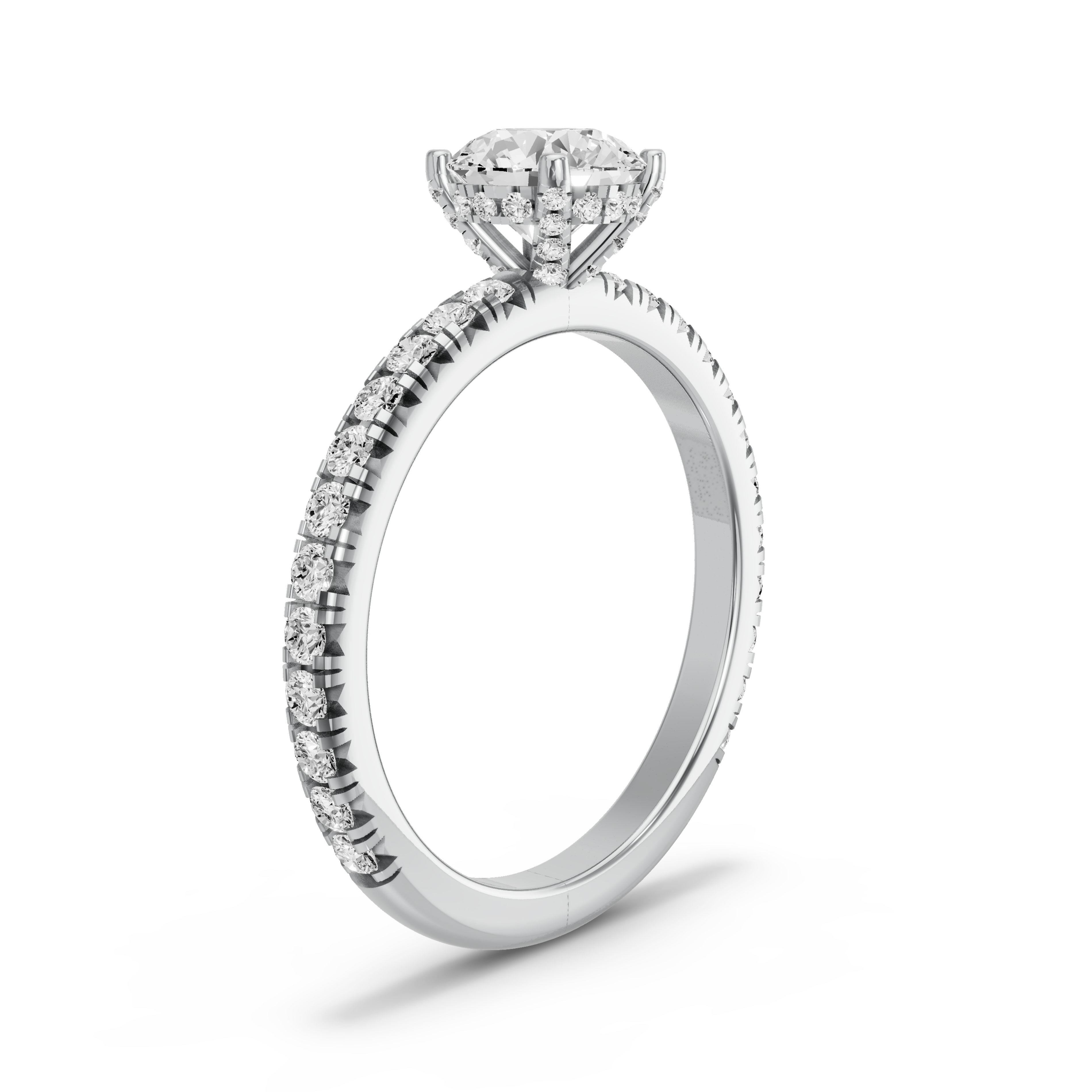 Image for Round Pave Basket Ring with French Pave band in 950 Platinum