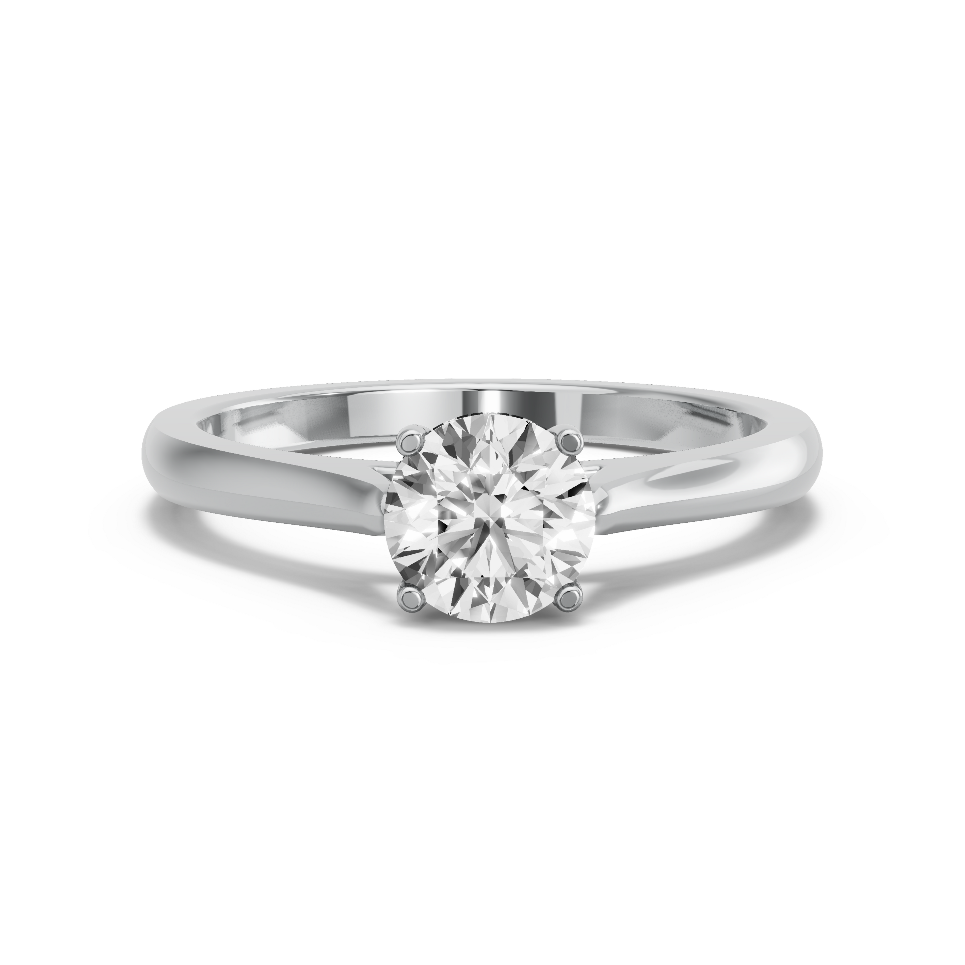 Image for Round Pave Basket Ring with Knife Edge Cathedral band in 14K White Gold
