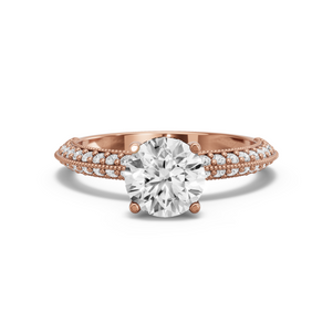 Image for Round Pave Basket Ring with Knife Edge Pave band