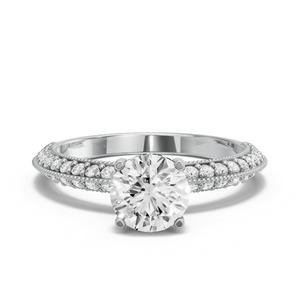 Image for Round Pave Basket Ring with Knife Edge Pave band