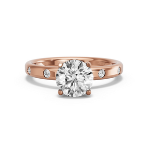 Image for Round Pave Basket Ring with Sleek Accent band