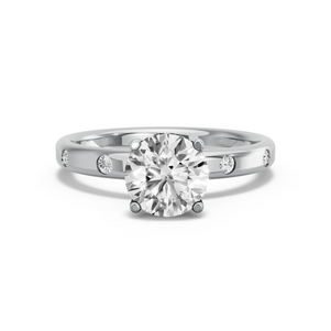 Image for Round Pave Basket Ring with Sleek Accent band