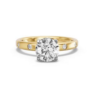 Image for Round Pave Basket Ring with Sleek Accent band