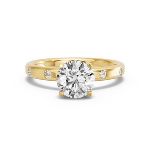Image for Round Pave Basket Ring with Sleek Accent band