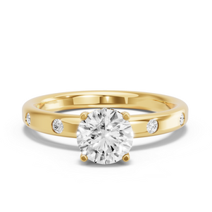 Image for Round Pave Basket Ring with Sleek Accent band