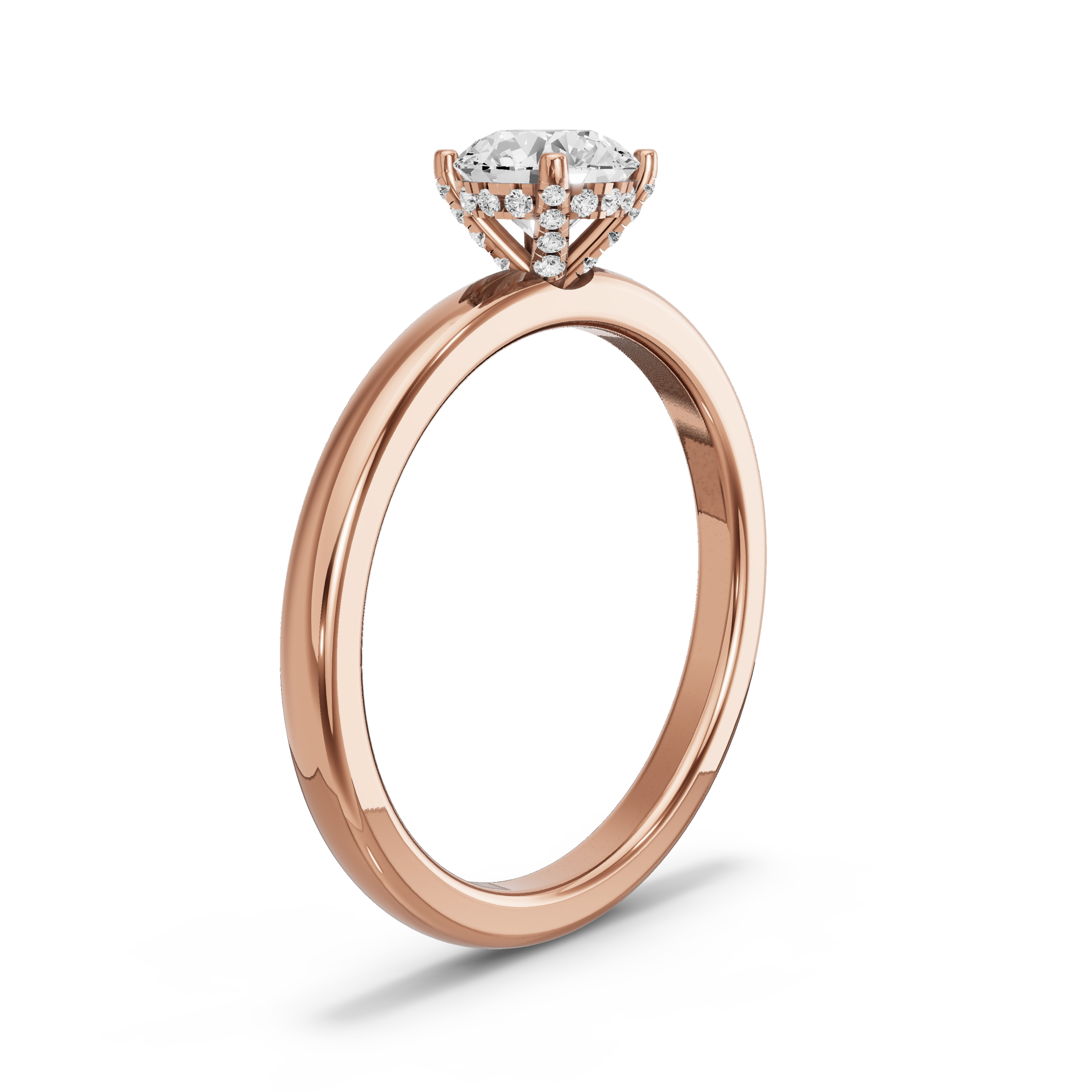 Image for Round Pave Basket Ring with Solitaire band in 10K Rose Gold