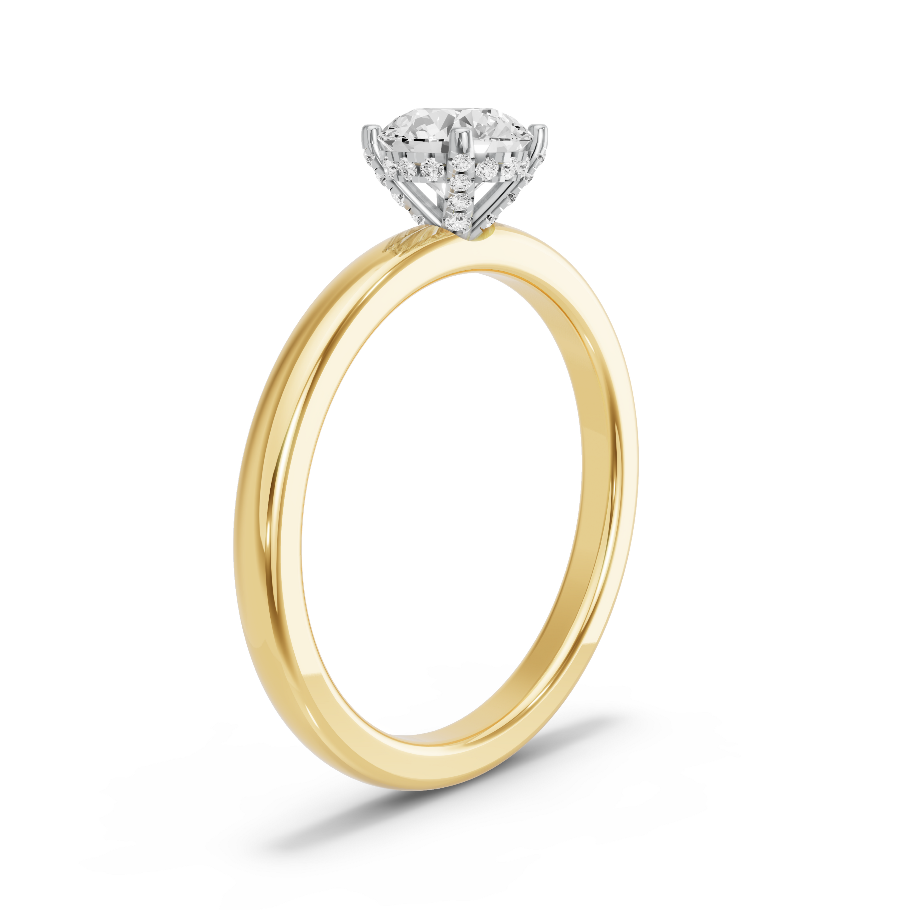 Image for Round Pave Basket Ring with Solitaire band in 14K Two Tone Yellow Gold
