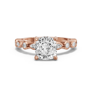 Image for Cushion Pave Basket Ring with Alternating Marquise band