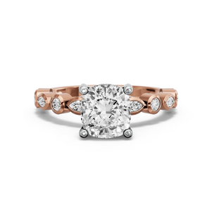 Image for Cushion Pave Basket Ring with Alternating Marquise band