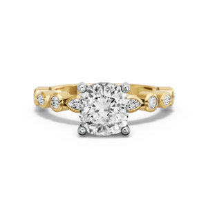 Image for Cushion Pave Basket Ring with Alternating Marquise band