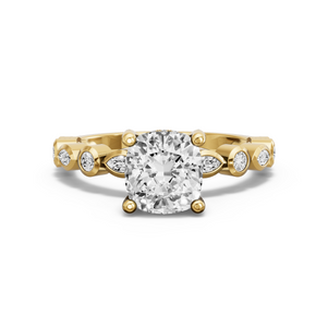Image for Cushion Pave Basket Ring with Alternating Marquise band