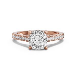 Image for Square Cushion Pave Basket Ring with Cathedral Pave band