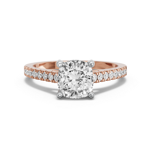 Image for Square Cushion Pave Basket Ring with Cathedral Pave band