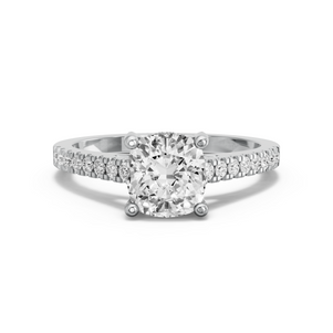 Image for Square Cushion Pave Basket Ring with Cathedral Pave band