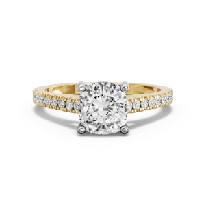 Image for Square Cushion Pave Basket Ring with Cathedral Pave band