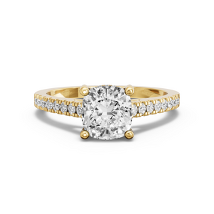 Image for Square Cushion Pave Basket Ring with Cathedral Pave band