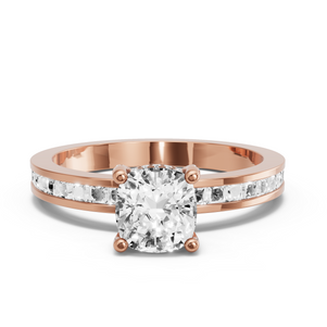 Image for Cushion Pave Basket Ring with Channel band